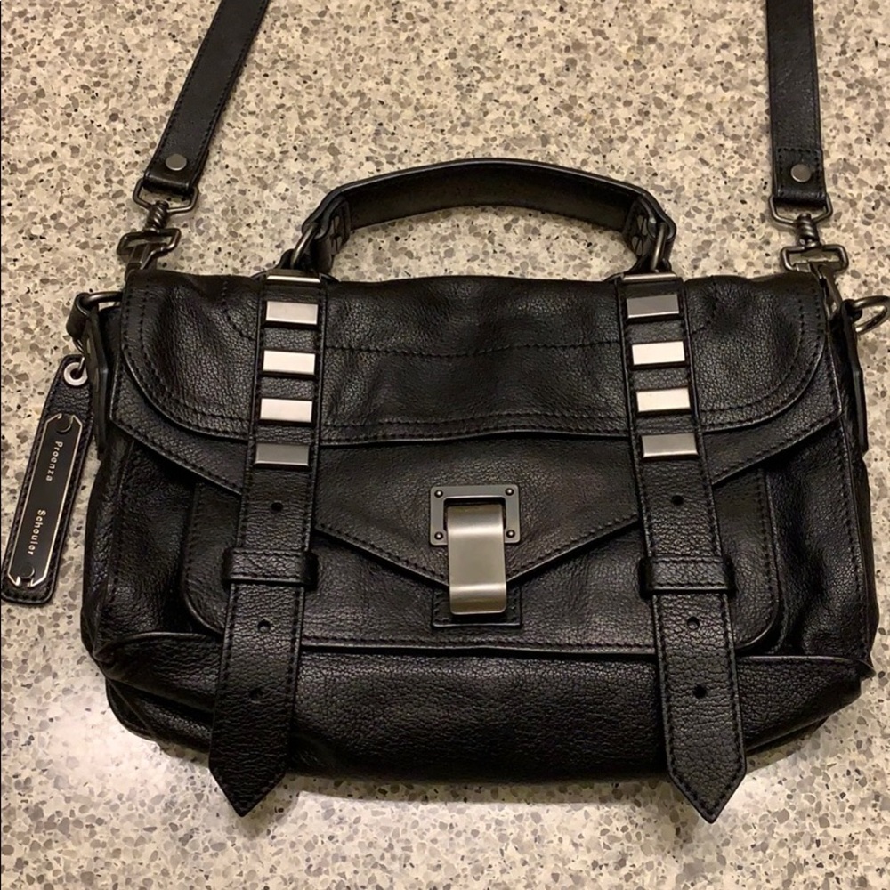 Proenza Schouler PS1 Tiny Black Calfskin Satchel